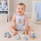 Magnolia Baby Puppy Playtime Applique Criss-Cross Bubble - Light Blue