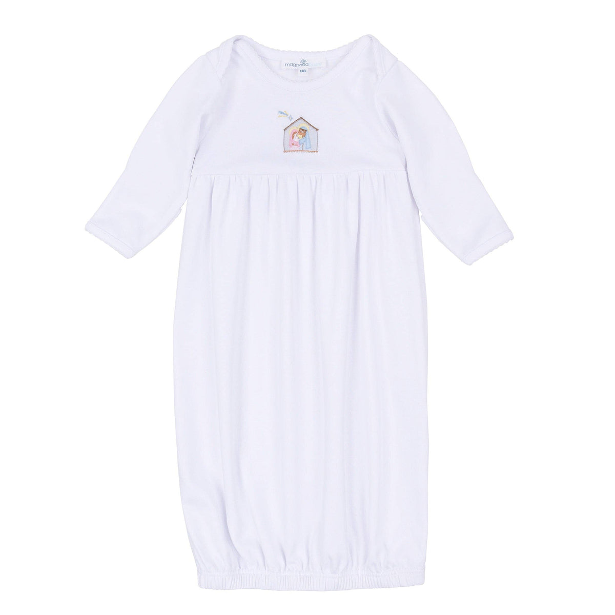 Magnolia Baby Little Manger Hand-Embroidered Gathered Gown