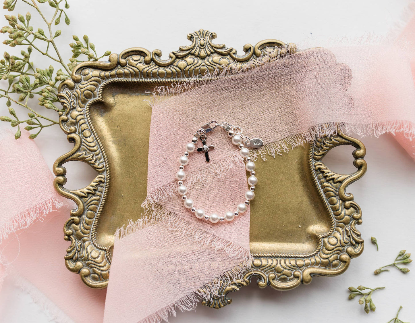 Girls Silver Baby Cross Bracelet Baptism & Communion Gift