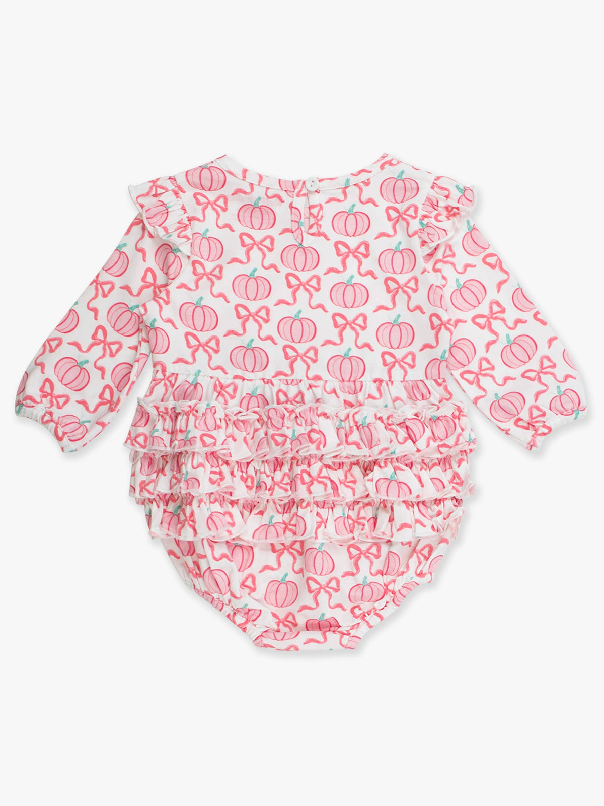 Rufflebutts Fairytale Pumpkins Knit Long Sleeve Flutter Bubble Romper