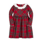 Hope and Henry Ruffle Collar Party Dress--Red Holiday Tartan