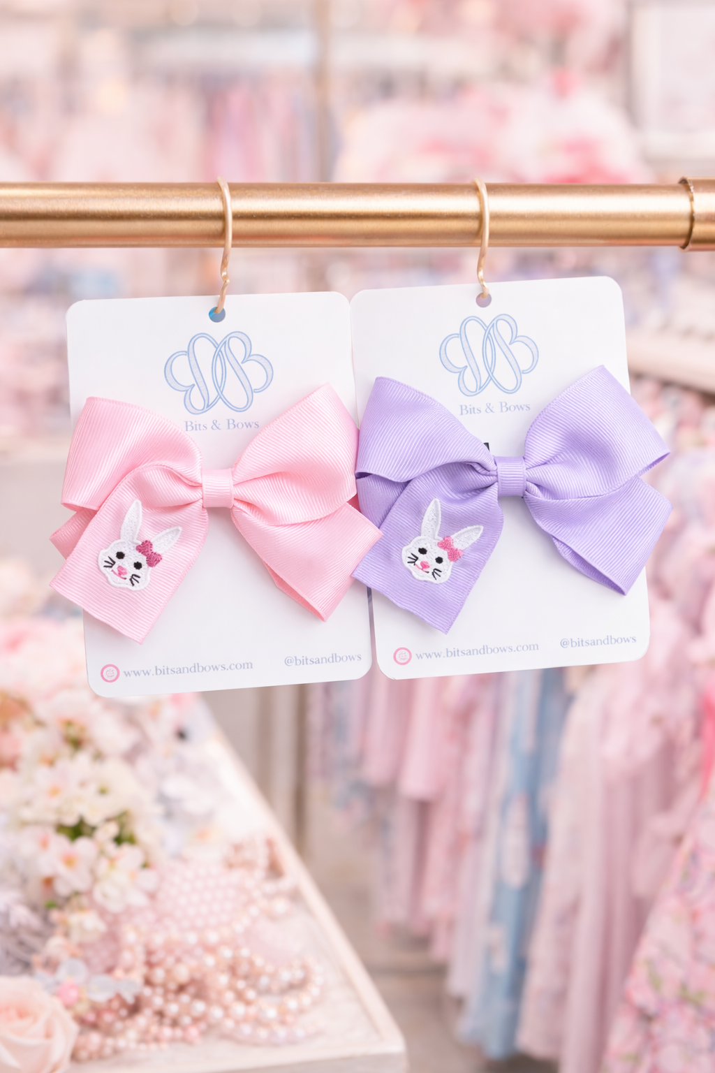 2026 Bunny Hair Bow (Lavender, Pink)