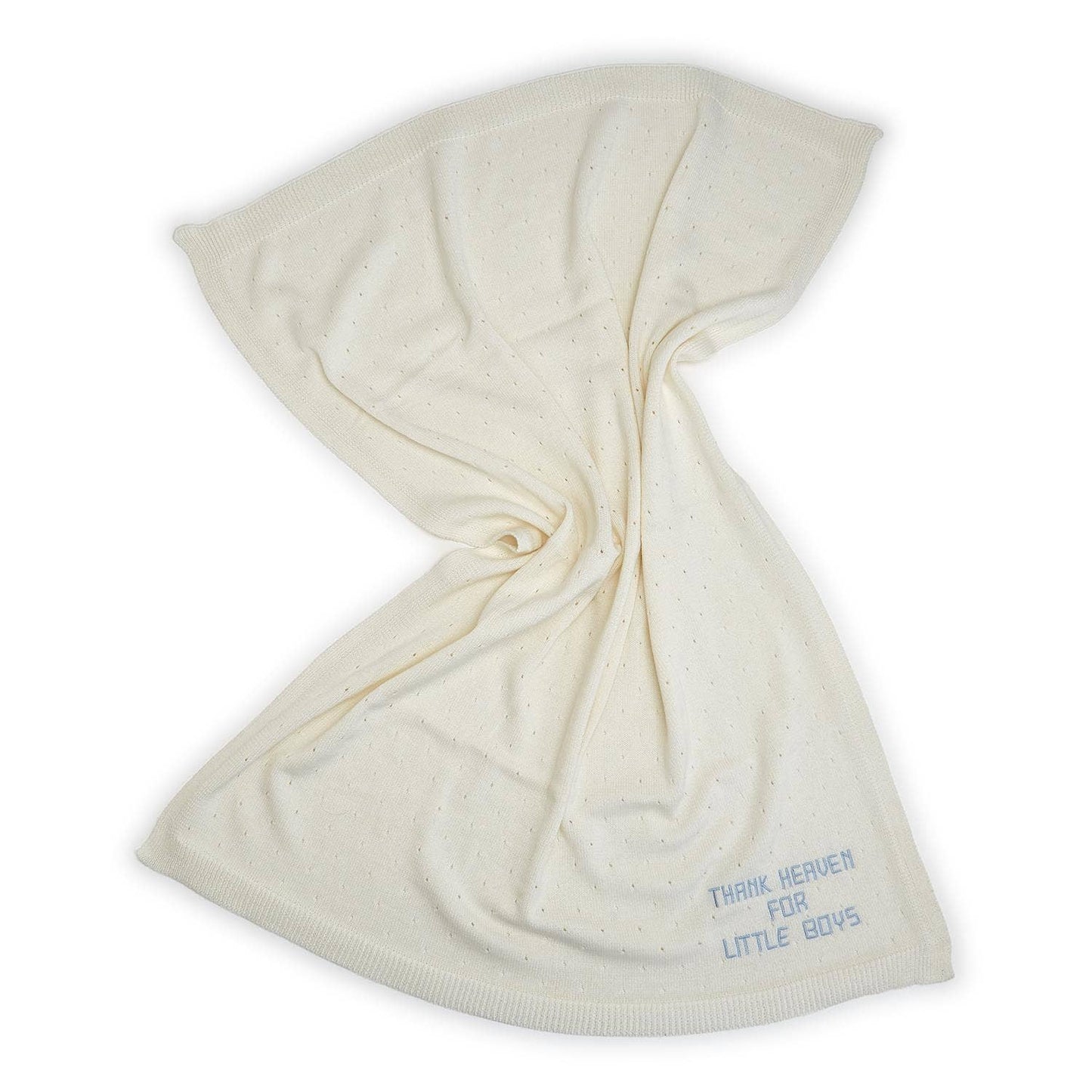 Cupcakes and Cartwheels Thank Heaven Embroidered Knit Cotton Blanket