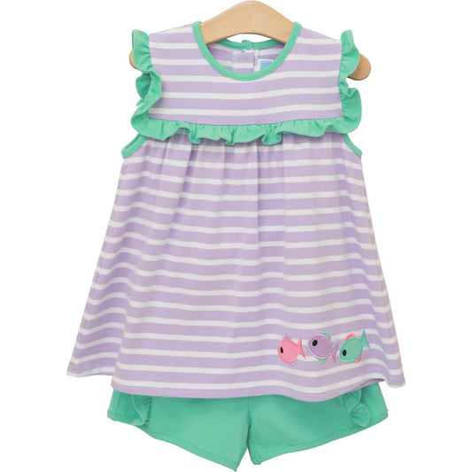 Trotter Street Fishy Fishy Ruffle Short Set
