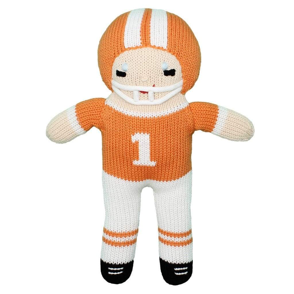 Zubels Football Player Orange/White Knit Doll 12"