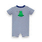Claire and Charlie Frog Royal Blue Striped Boy's Romper