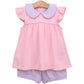 Trotter Street Genevieve Banded Short Set- Lavender Stripe/Light Pink