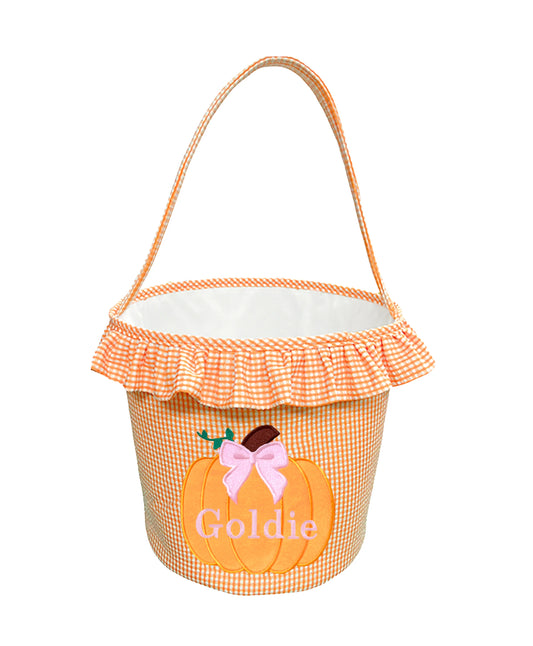 Bits and Bows Customizable Ruffled Bow Pumpkin Tote