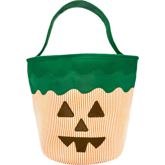 Bits and Bows Customizable Seersucker Pumpkin Tote