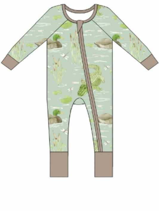 Sweet Bay Clothing Ducks and  Gators Zipper Onesie