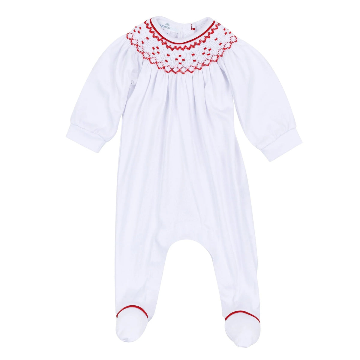 Magnolia Baby Henry Bishop  Footie--White/Red