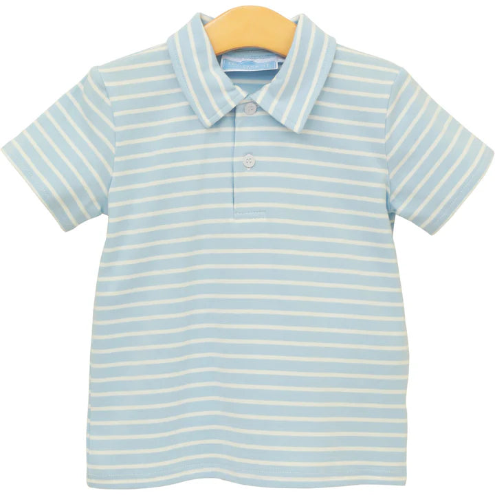 Trotter Street Henry Polo- Sky Blue Stripe