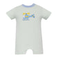 Claire and Charlie Helicopter Light Green Striped Boy's Romper