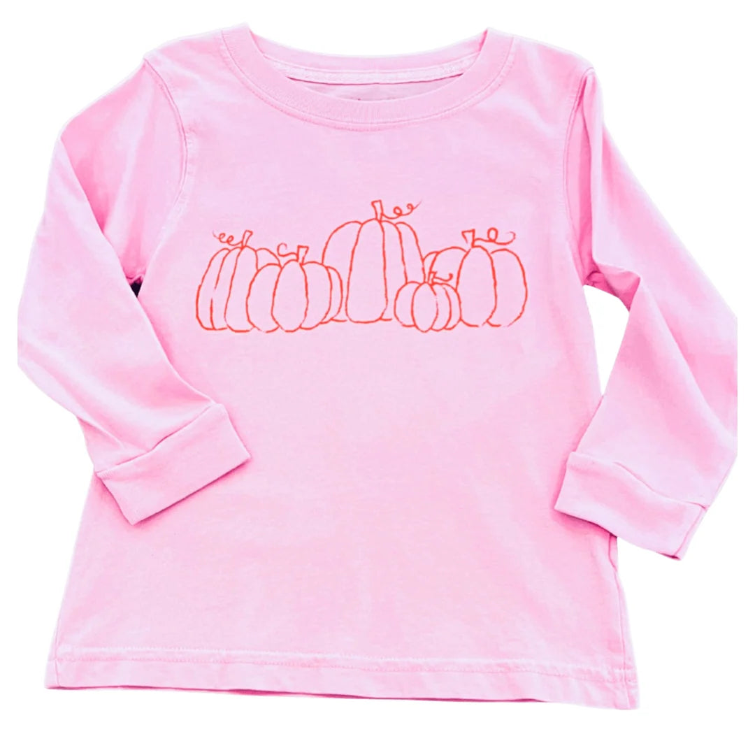 Mustard and Ketchup Long Sleeve Pink Pumpkin Patch T-Shirt