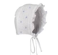 Feltman Brothers Girls Smocked Bonnet White/Blue NB/3M