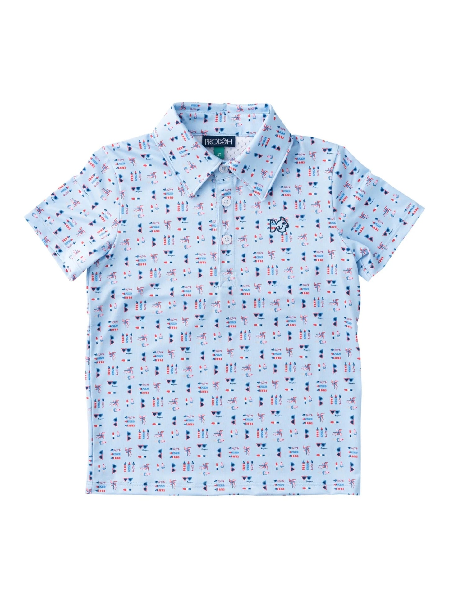 Prodoh Boys' Short Sleeve Pro Performance Polo--Windsurfer Fourth Print