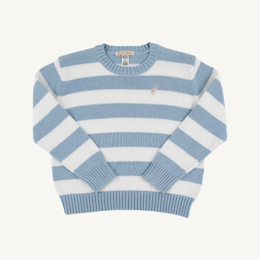 Beaufort Bonnet Issac's Sweater Barrington Blue Stripe with Keeneland Khaki Stork