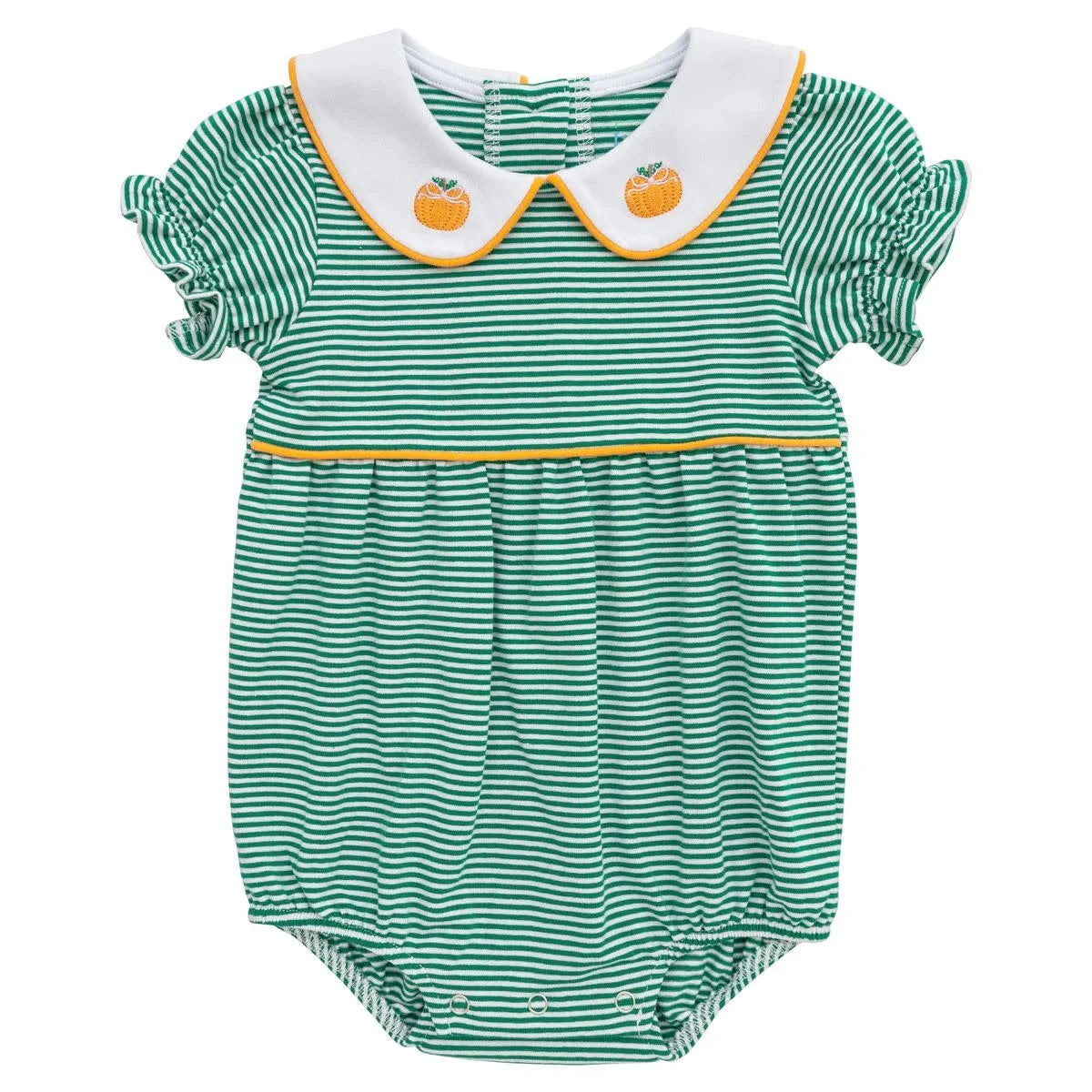 Itsy Bitsy Girl's Pumpkin Bubble--Green Stripe
