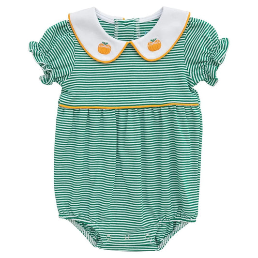 Itsy Bitsy Girl's Pumpkin Bubble--Green Stripe