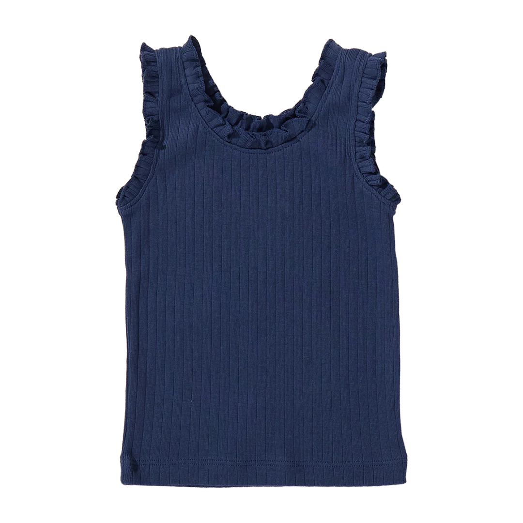 Coop by Pink Chicken Joy Ruffle Rib Tank--Navy