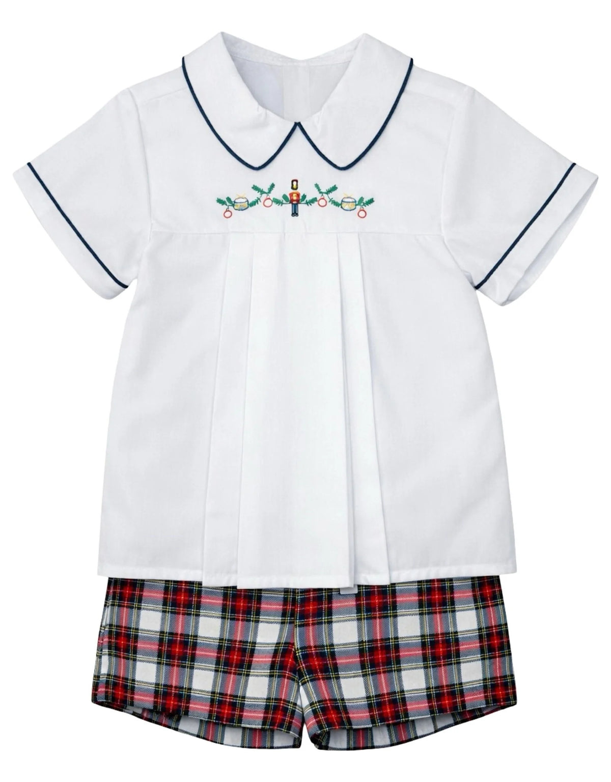 Krewe Kids Tucker Pleat Short Set--Christmas Tartan