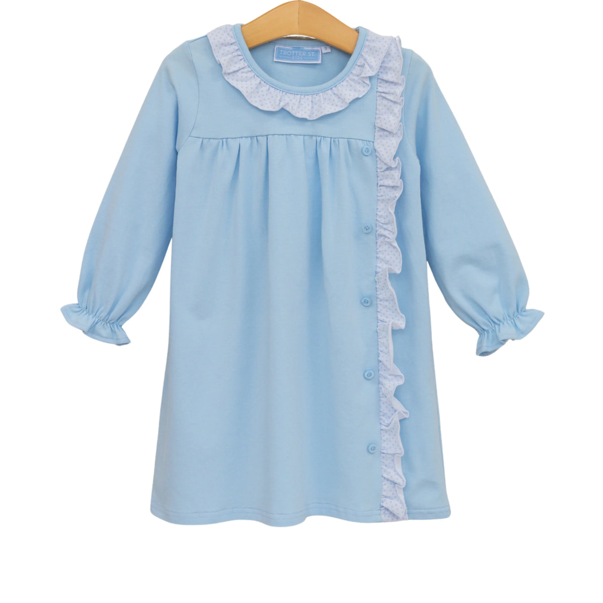 Trotter Street Lucille Dress--Light Blue Bitty Dot