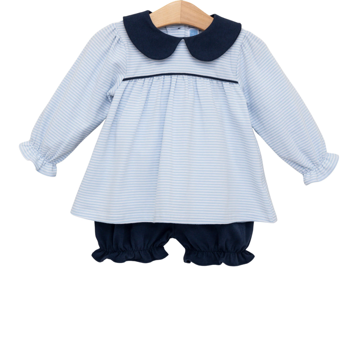 Trotter Street Katherine Bloomer Set--Light Blue Stripe/Navy