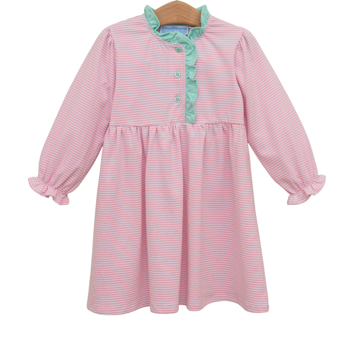 Trotter Street Scarlett Dress--Light Pink Stripe/Mint