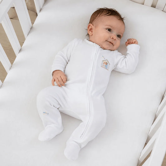 Magnolia Baby Little Manger Zip Footie--White