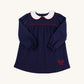 Beaufort Bonnet Long Sleeve Maerin Fitz Frock Nantucket Navy with Worth Avenue White & Richmond Red Bow Applique