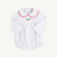 Beaufort Bonnet Long Sleeve Boone Bubble Worth Avenue White with Richmond Red & Holly Embroidery
