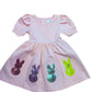 Lulu Bebe Clara Light Pink Short Sleeve Sequin Peeps Dress