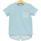 Trotter Street Madden Short Set- Light Blue Gingham