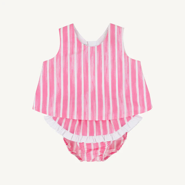Beaufort Bonnet Mary Todd Tab Set--Sea Wall Stripe (Winter Park Pink)/Worth Ave White