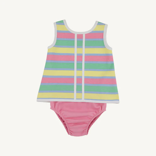 Beaufort Bonnet Mary Simms Bloomer Set--Samford Stripe (Hamptons Hot Pink)