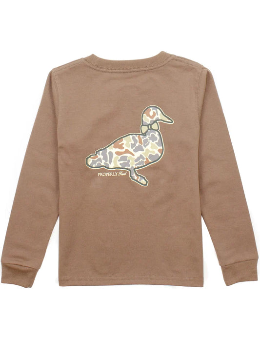Properly Tied Boys Field Camo Logo Long Sleeve--Walnut