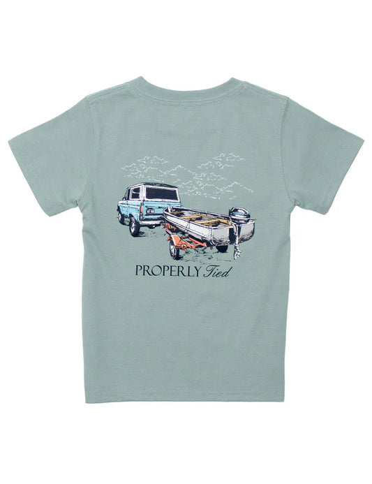 Properly Tied Baby Towing The Line Short Sleeve T-Shirt-- Fog
