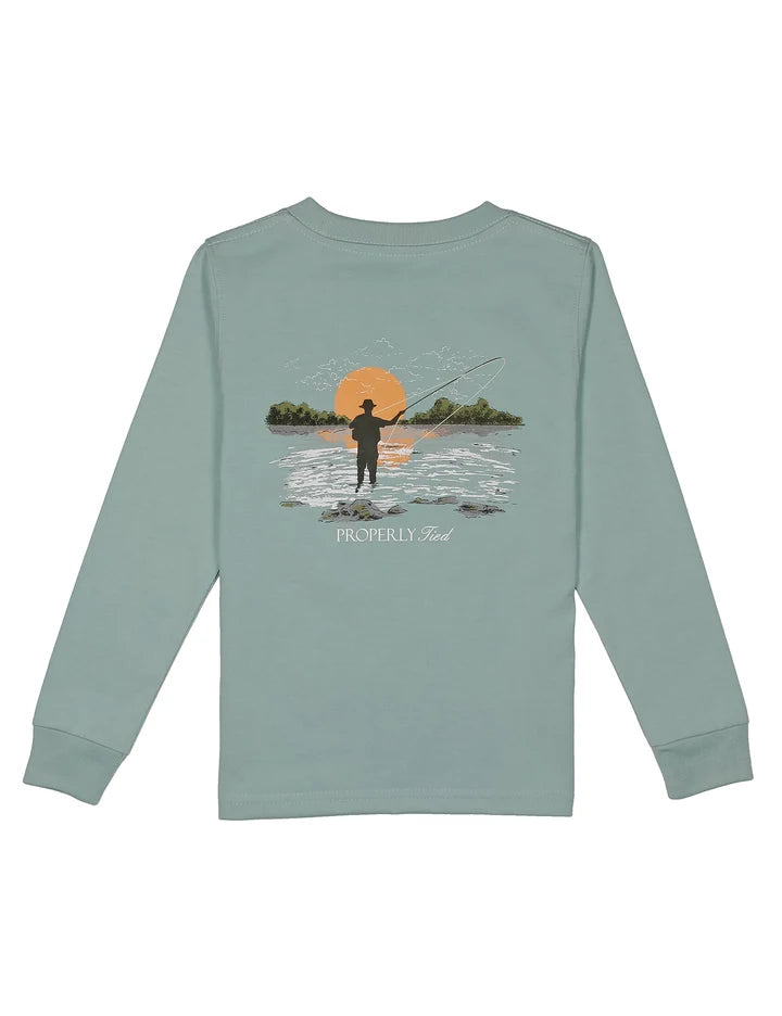 Properly Tied Boys Fly Fishing Long Sleeve--Marine Mist