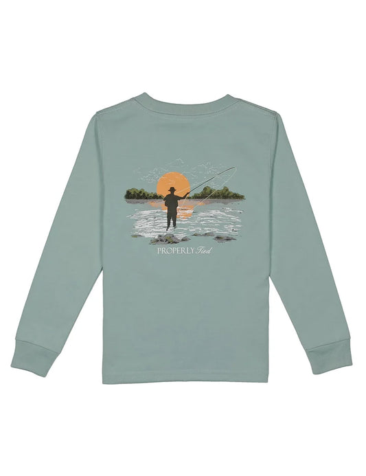 Properly Tied Boys Fly Fishing Long Sleeve--Marine Mist