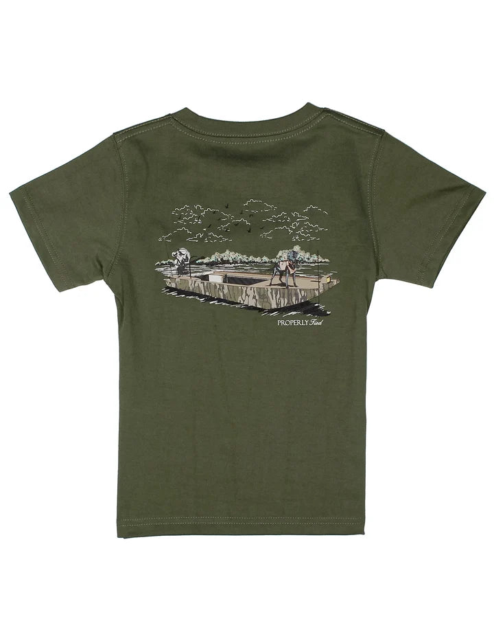 Properly Tied Boys Mossy Oak Boat Ride Short Sleeve--Olive