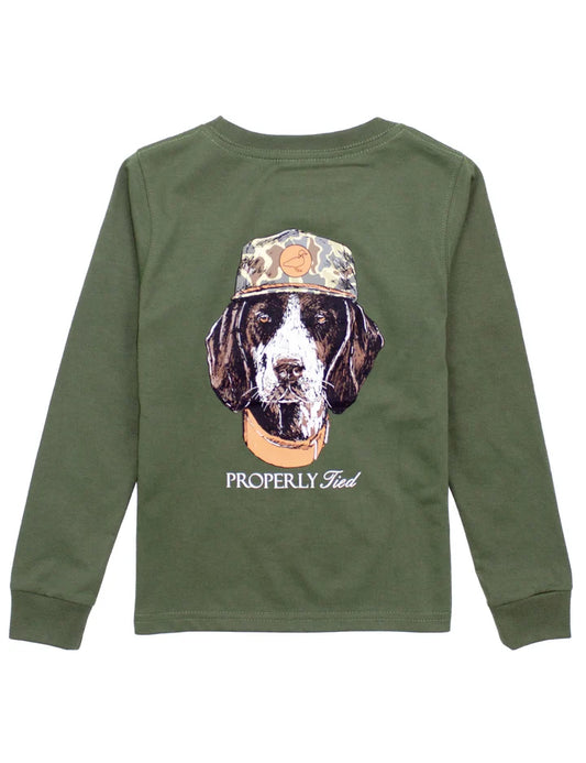 Properly Tied Boys Man's Best Friend Long Sleeve Olive