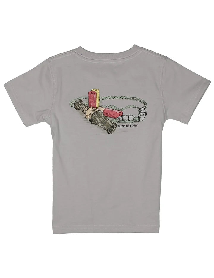 Properly Tied Boys Mossy Oak The Call Short Sleeve--Ice Grey