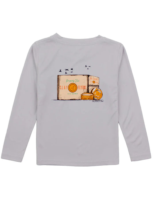 Properly Tied Boys Performance Tee Long Sleeve Clay Day--Ice Grey