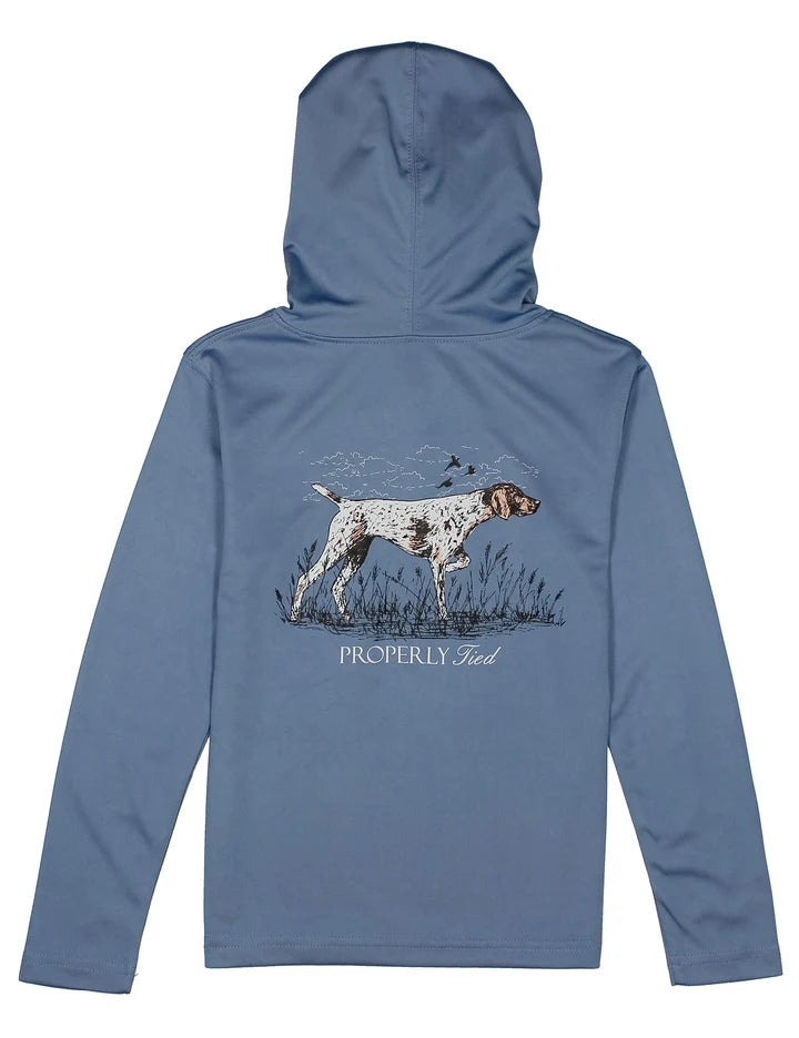 Properly Tied Boys Shade Performance Hoodie Pointer--Stone Blue