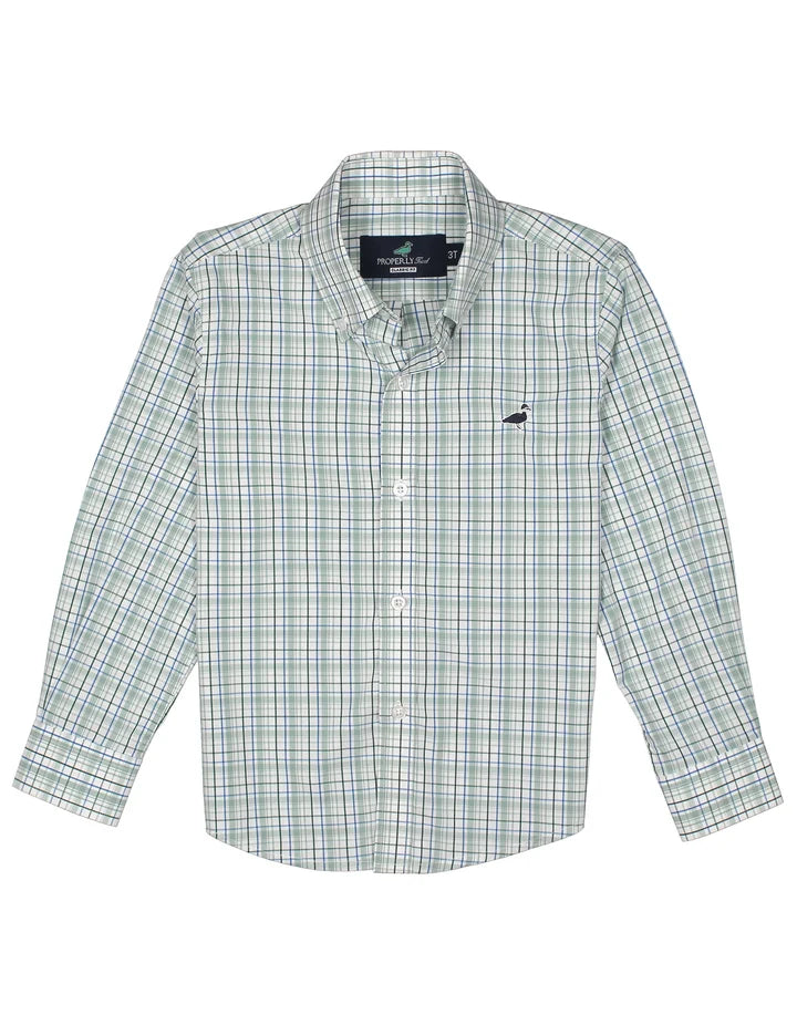 Properly Tied Boys Seasonal Sportshirt--Sage Stream