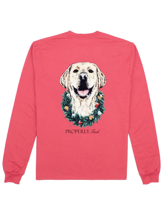 Properly Tied Baby Deck the Paws Long Sleeve Cabernet