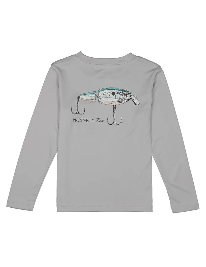 Properly Tied Boys Performance Long Sleeve Tee--Swimbait Ice Grey