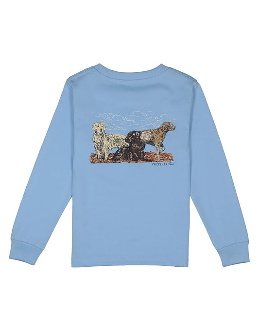 Properly Tied Boys Hunting Dogs Long Sleeve--Light Blue