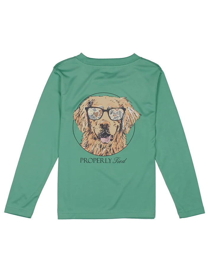 Properly Tied Boys Performance Long Sleeve Tee--Camo Companion Ivy