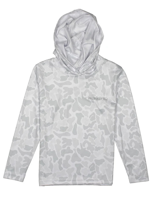 Properly Tied Boys Sportsman Performance Hoodie Snow Camo